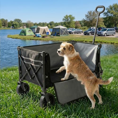Overmont 3-in-1-120 L Folding Trolley with Wheels - Large Capacity - 100 kg - Lightweight and Compact Trolley with Wheels - for Camping, Beach, Garden, Shopping and Sports