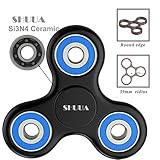 Tri Spinner Fidget Toy,SHUUA The Anti-Anxiety 360 Spinner Premium Quality EDC Focus Toys,Stress Reducer Relieves ADHD Anxiety and Boredom Ceramic Cube Bearing,Black+Blue
