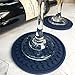 Enkore Drink Coasters Silicone Set of 6 (Dark Indigo) with Holder - Stay Put with No Slipping, Large Size Deep Condensation Trap - Friendly to All Table Types and Kid Safe