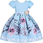 Cosplay Life Elegant Flower Glown Dress for Girls Young Adult Fashion Bow Flower Kids Party Festival Ages 5-9 Years Old