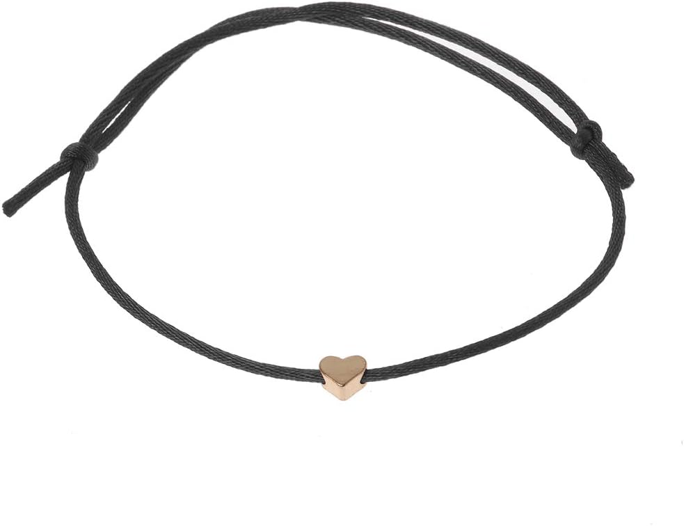 Yangfr Braided Bracelet, Lucky Kabbalah Heart Charm Weave Red String Love Bracelet Friendship Jewelry