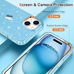 Hython Case for iPhone 15 Plus Case Glitter, Cute