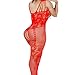 Jesries 2 Pack Women Sexy Lingerie Fishnet Floral Crotchless Bodystockings Babydoll Bodysuits Sleepwear Nightwear (Black+Red)