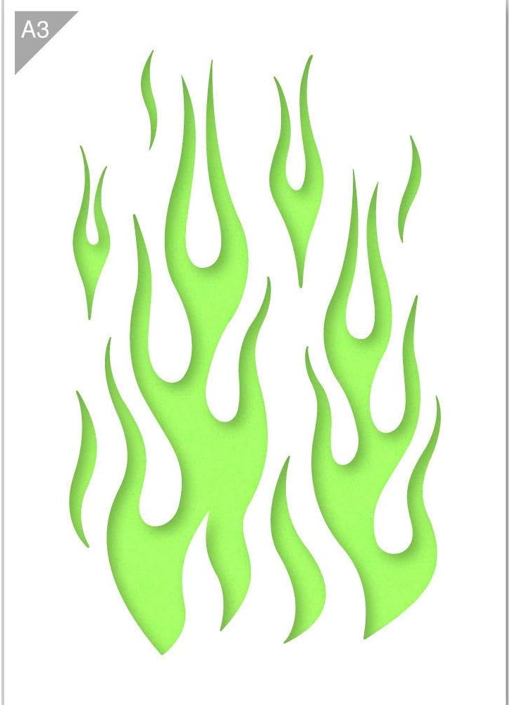 QBIX Flame Stencil A3 Size Reusable Kids Friendly DIY Stencil for