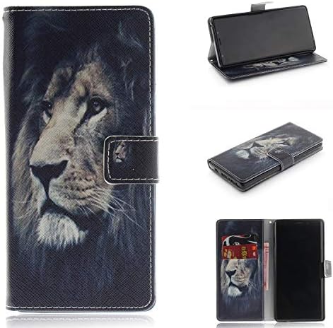 Galaxy Note 9 Case, Easytop Folio Style Wallet Case for Samsung Galaxy Note 9 Stand Feature Protective PU Leather Flip Cover with Credit Card Slot Side Cash Pocket Magnetic Clasp Closure (Lion)