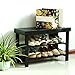 SONGMICS Entryway Wooden Shoe Bench 2-Tier Shoe Rack Organizer Black ULWB66H