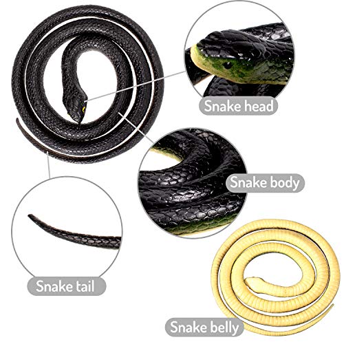 Whaline 4 Pieces Halloween Realistic Rubber Snakes Scary April Fools
