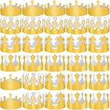 SIQUK 28 Pieces Golden Paper Crowns Party King