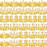 SIQUK 28 Pieces Golden Paper Crowns Party King