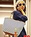 JOVANAS Fashion Stripe Design Women Street Snap Candid Tote Single Shoulder Canvas Bag Handbag (Blue)
