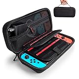 Hestia Goods Nintendo Switch Case - Fit Wall Charger AC Adapter - with 20 Game Cartridges Hard Shell Travel Switch Carrying Case Pouch for Nintendo Switch Console &amp; Accessories, Black