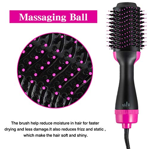 One Step Hair Dryer & Volumizer, Negative Iron Hair Dryer Brush & Hair Curler Ceramic Hot Air Brush 2-in-1 Infrared Hot Air Combing Curly Straight Dual-use Hair Styling Tool (Black +Purple) - Thumbnail 6