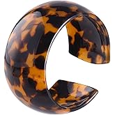 Acrylic Tortoiseshell Mottled Stripe Wide Cuff Bangle Adjustable Colorful Rainbow Statement Bracelet for Women Party Jewelry