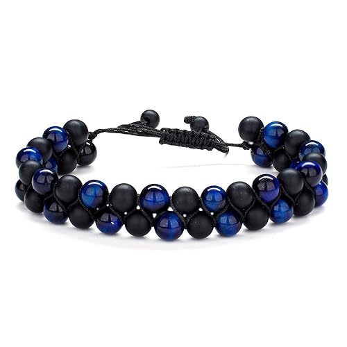 Tiger Eye Bracelet Mens Gifts Natural Black Lava Rock Stone