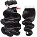 Flady 10A Brazilian Body Wave Human Hair 3 Bundles with Closure Unprocessed Virgin Brazilian Hair Bundles with Lace Closure 22 24 26+20inch