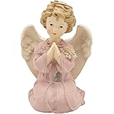 MeritMode Angel Figurine with Lily – Prayerful Resin Angel Statue, Sentimental Gift for Daughter, Spiritual Home Décor, 5.12" High, Meaningful Quote on Prayer, Gift for Religious Occasions