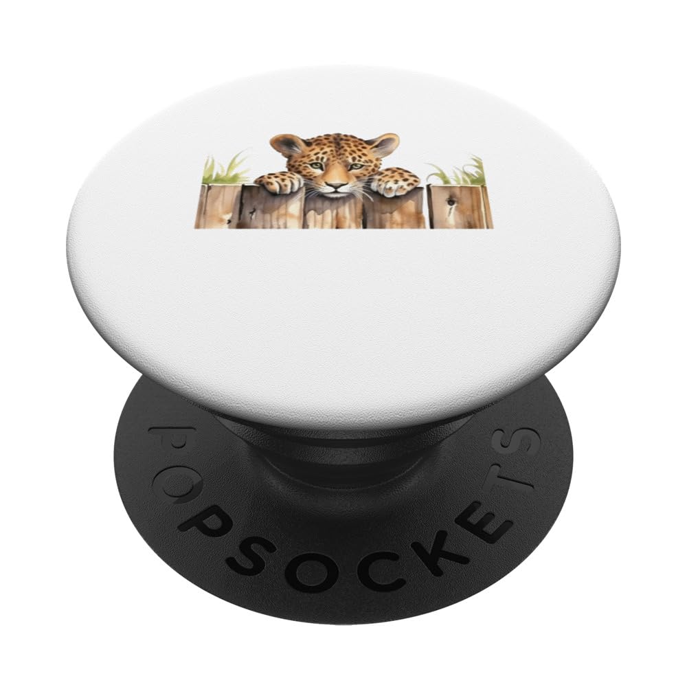 funny peeking zoo animal leopard PopSockets Swappable PopGrip