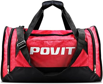 Eiker Duffel Bag Sport Travel Backpack Waterproof Nylon Cylinder Casual Lightweight Daypack (Red)