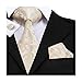 Hi-Tie Gold Woven Silk Necktie Tie Pocket Square Cufflinks set For Men
