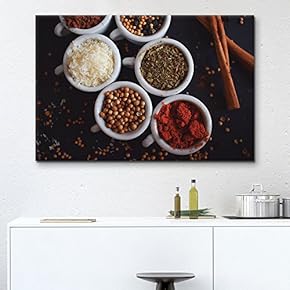 Canvas Wall Art - Plates of Seasonings - Giclee Print Gallery Wrap Modern Home Art Ready to Hang - 12x18 inches