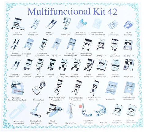 Idealgo hot sale 42 pcs Sewing Presser Feet for Brother, Babylock, New Home, Janome, Elna, Toyata, Singer, Elna, Simplicity, Necchi, Kenmore For Janome Brother Singer NewHome (42pcs)
