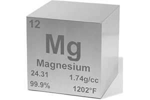 HEAVENLY METALS Magnesium 1.5" Metal Density Cube - 99.9% Pure Element for Chemistry - Periodic Table Design Educational Scientific Elemental Specimen