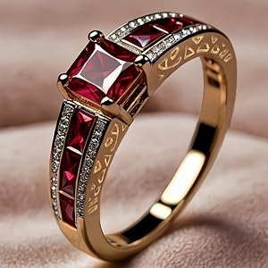 Vintage 4-Prong Square Red Synthetic Gemstone Rings for Women Daily Banquet Party Luxury Rings Jewelry Gift