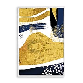 Framed Home Artwork Golden Abstract Art for Living Room Bedroom