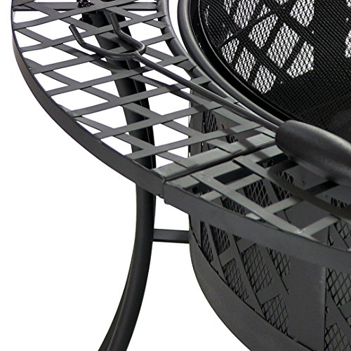 Sunnydaze Diamond Weave Outdoor Steel Fire Pit with Spark Screen