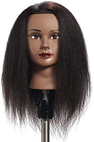Hairginkgo 100% Real Hair Mannequin Head Hairdresser Training Head Manikin Cosmetology Doll Head (91711B0216)