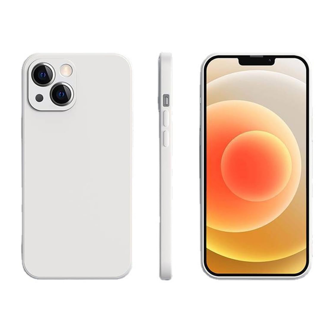 Case Compatible with Apple iPhone 13 Case – [Camera Protection] [Anti-Fingerprint] TPU and Silicone Case, Resistant Anti-Shock and Anti-Shock (Simple with Style) – White Ceramic