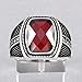 Chimoda Mens Rings in 925 Sterling Silver Handmade Ring with Red Cubic Zirconia and Marcasite (9)