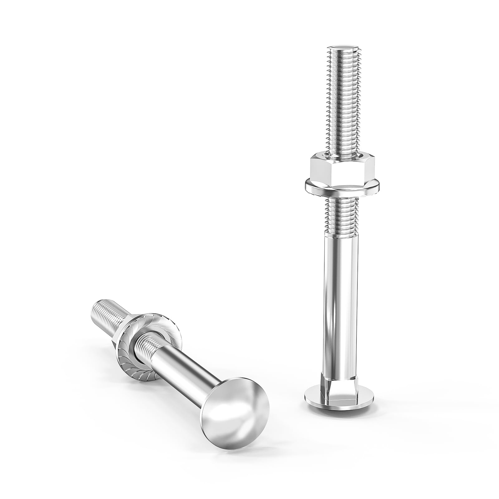 ORTAVA Carriage Bolts M8 x 80 Galvanised DIN 603 (Pack of 20) Partial Thread, with Hex Flange Nut, Made of Carbon Steel, Half Round Head Square Lock Screws