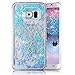 S6 Edge Case,S6 Edge Liquid Case,Crazy Panda® 3D Hard Shell Liquid Glitter Sparkle Love Heart Hard Case Cover for Samsung Galaxy S6 Edge (3# blue love)