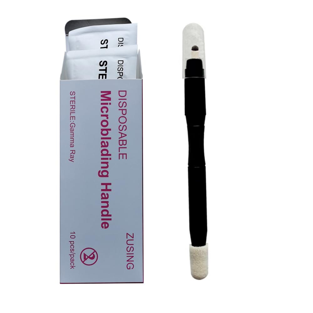 ZUSING Very Sharp Disposable Microblading Pens 18U With Pigment Brush Microblading Pen Disposable 10 pcs/pack (Black)