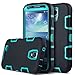 ULAK Galaxy S4 Case Hybrid Dual-Layer Shockproof Silicone Rubber Soft Skin PC Front Frame Hard Back Cover Heavy Duty Dustproof Combo Phone Case Cover for Samsung Galaxy S4 IV i9500 Aqua Blue Black