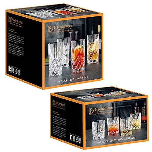 Spiegelau & Nachtmann Nobelesse Set 4X Whiskybecher + 4X Longdrink Gläser, 40037622, Transparent