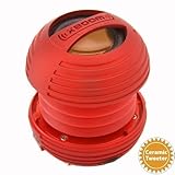 XBOOM Ceramic Mini Portable Capsule Speaker with Rechargeable Battery, Enhanced Bass+ and Ceramic Resonator - Red