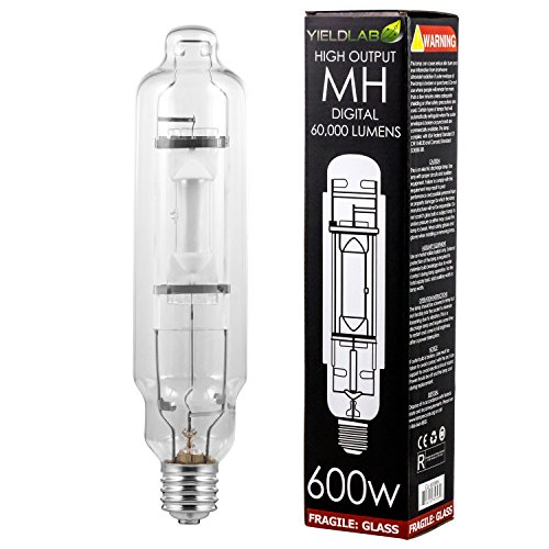 Yield Lab 600w Metal Halide (MH) Digital HID Grow Light Bulb (5500K) – 1 Bulb – Hydroponic, Aeroponic, Horticulture Growing Equipment