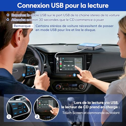 External CD Player for Car, MP3 and WAV Compatible, Playback without Jumping and Smooth