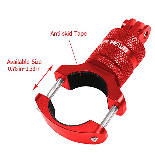 SUREWO Bike Handlebar Mount,360 Degrees Rotation Aluminum Bicycle Seatpost Mount with Screws and Allen Key Compatible with GoPro Hero7/(2018) 6/5 Black,4 Session/Silver,DJI Osmo Action and More (Red)