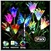 Outdoor Solar Garden Lights - Outdoor Solar Lights, 3 Pack LED Color Changing Outdoor Solar Powered Lights for Patio, Backyard (2 Lilly Flowers and 1 Butterfly)