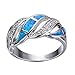 Junxin 925 Sterling Silver Wave Hollow Ring,Women and Man Wedding Engagement Promise Rings,Blue Cz rings to Show You Unlimited Beauty and Self confidence(Size 9)