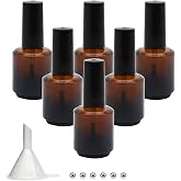 Agidea 6PCS Empty Nail Polish Bottles Amber 15ML/0.5 oz, Empty Dark Glass Refillable Nail Polish Bottles with Brush & Mixing 