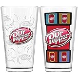 (Set/2) Dr Pepper Pint Pub Glasses - Officially Licensed 16 Oz Kitchen Bar