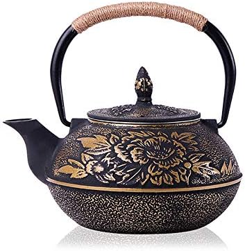 YPbanane 900ml cast iron kettle teapot infusion filter tea set plum teapot