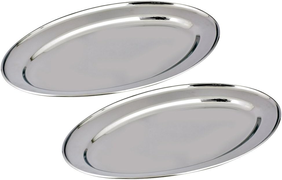 Kosma Set of 2 Stainless Steel Oval Trays. Serving Platter in Size 65