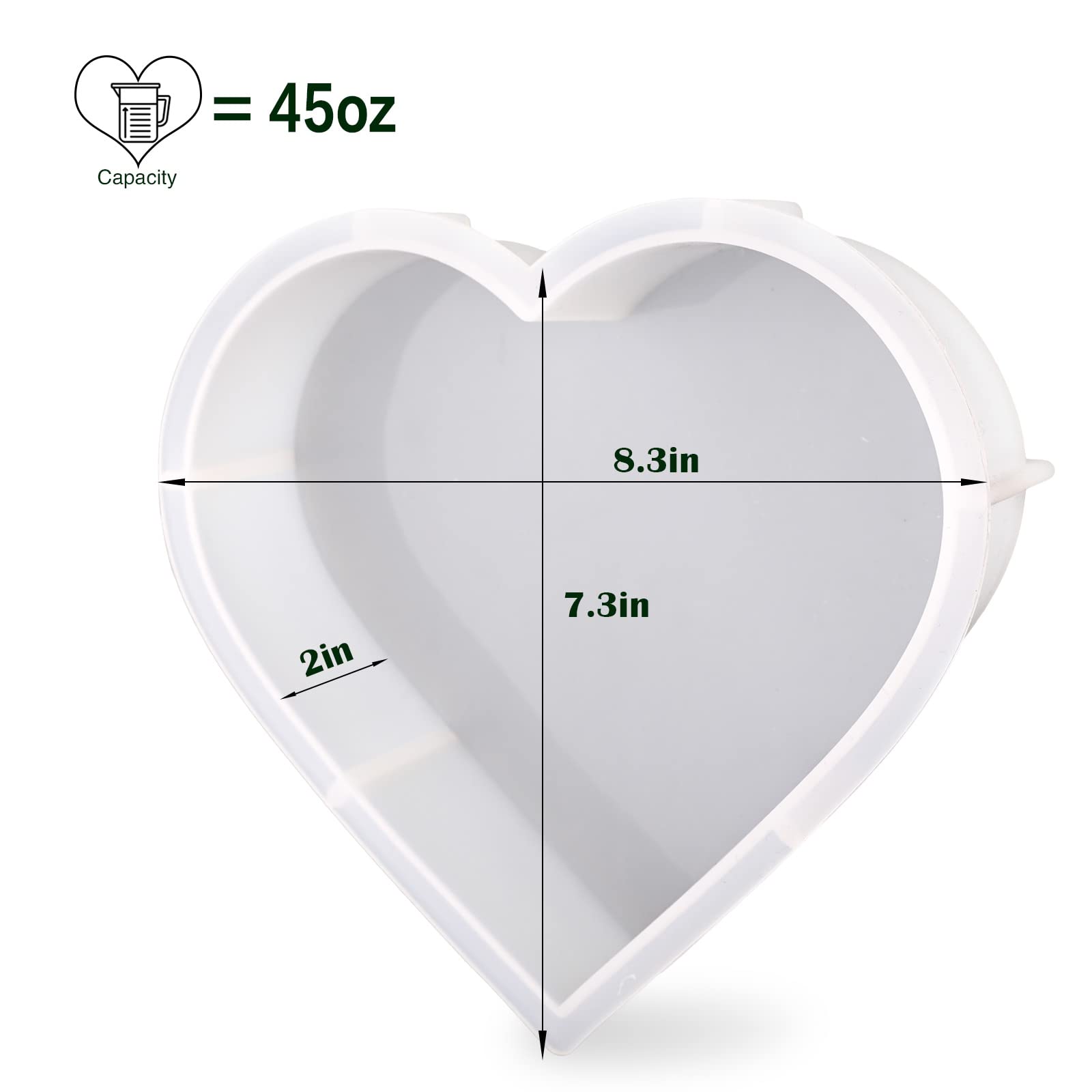 Large Silicone Molds for Resin, Heart Resin Mold, Epoxy Resin Molds for Flowers Preservation, Resin Art Casting, DIY Wedding, Valentine, Home Decors (8.3'' x 2'')