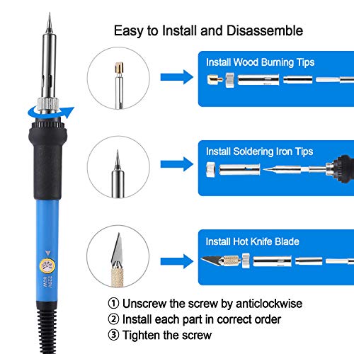 Wood Burning Kit, Uolor 54Pcs 2 in 1 Pyrography Wood Burner with Soldering Iron Accessories, Adjustable Temperature Woodburning Pen, VariousÂ Embossing/Carving/Soldering Tips