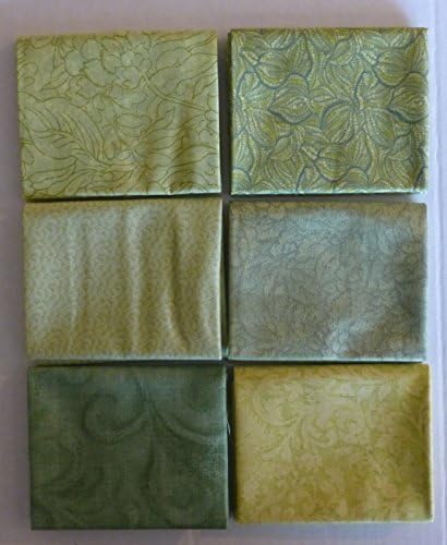 Jinny Beyer Fat Qtr Bundle of 6,Group #12~Light Green~RJR Fabrics, Cotton Fabric